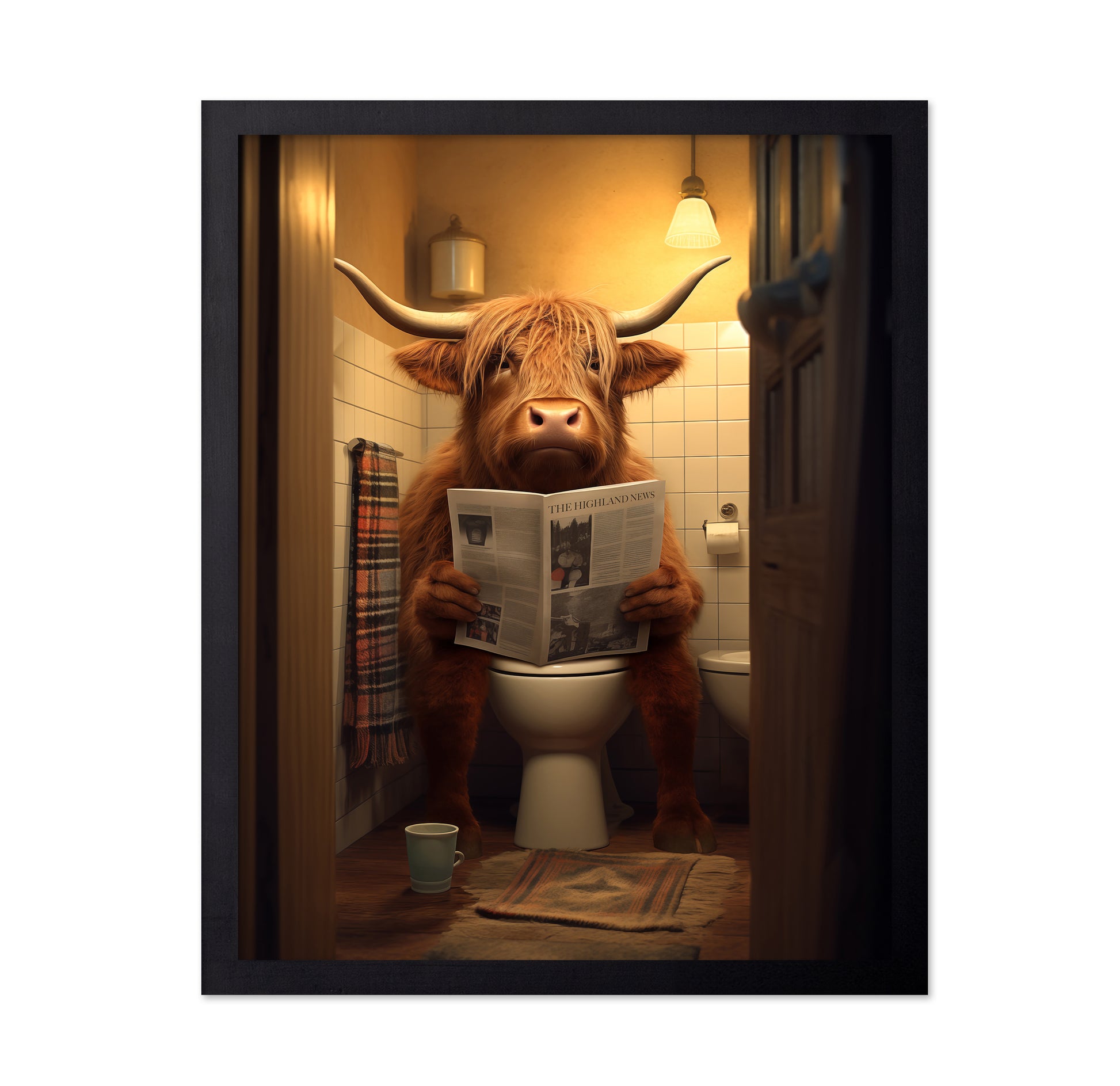 Highland Cow In the Toilet