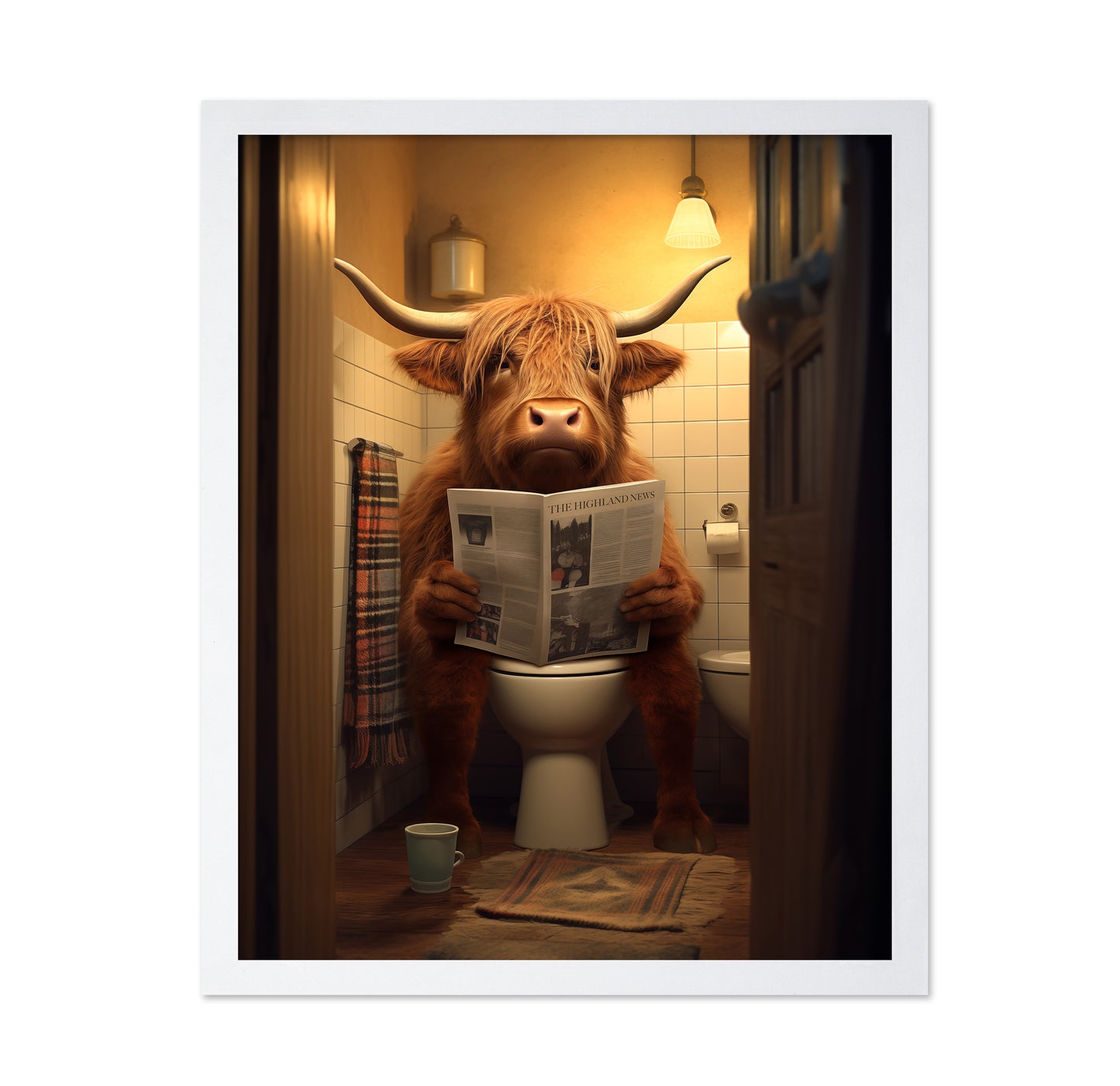 Highland Cow In the Toilet