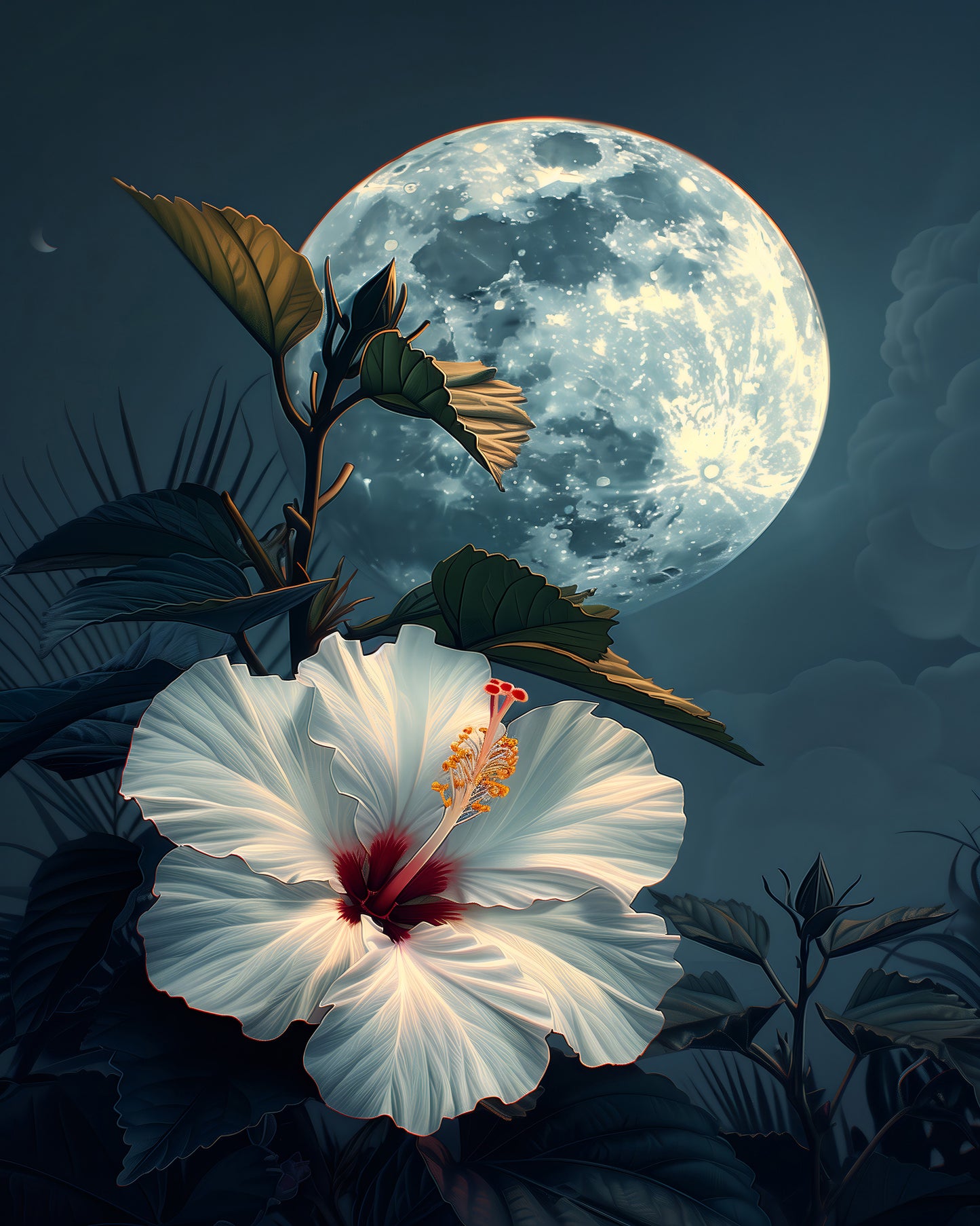 Hibiscus and the Moon