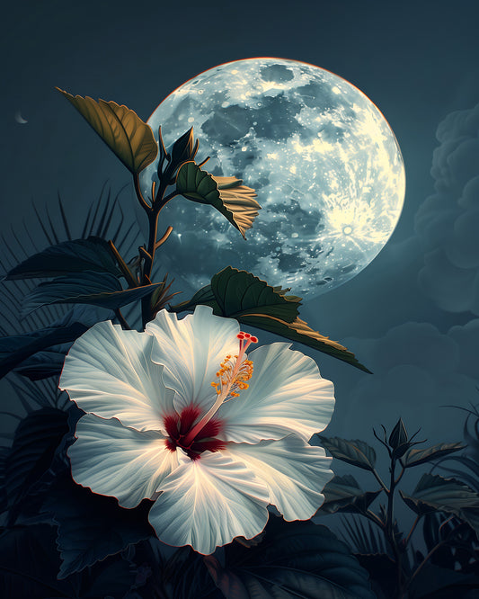 Hibiscus and the Moon
