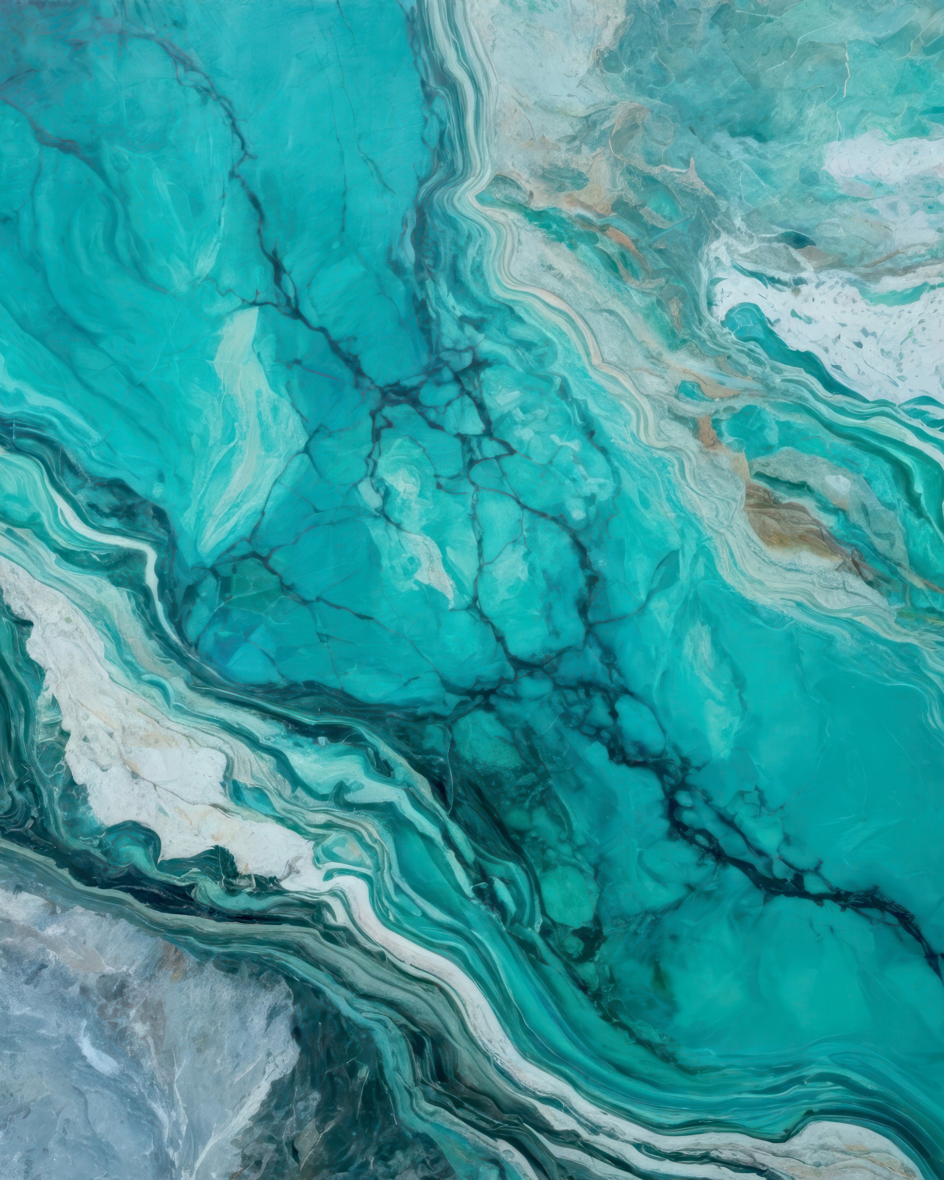 Abstract Patterns With Swirling Turquoise