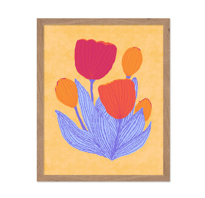 Graphical Red Orange Tulips