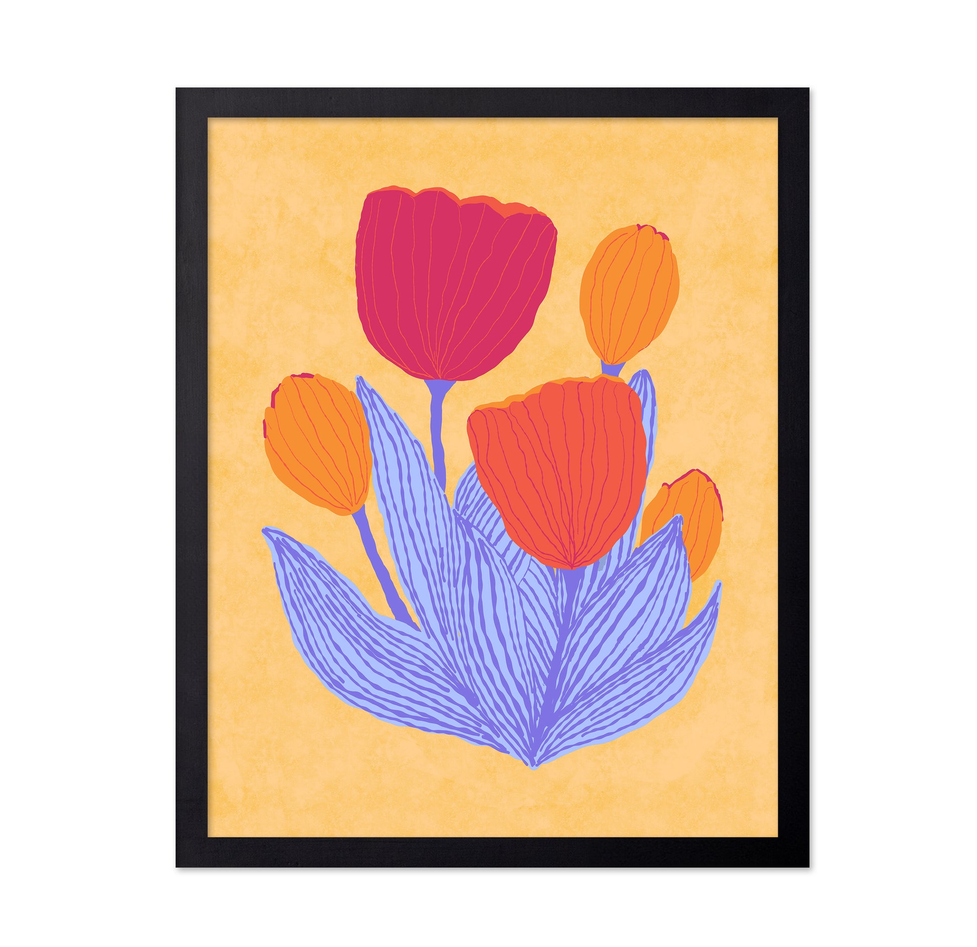 Graphical Red Orange Tulips