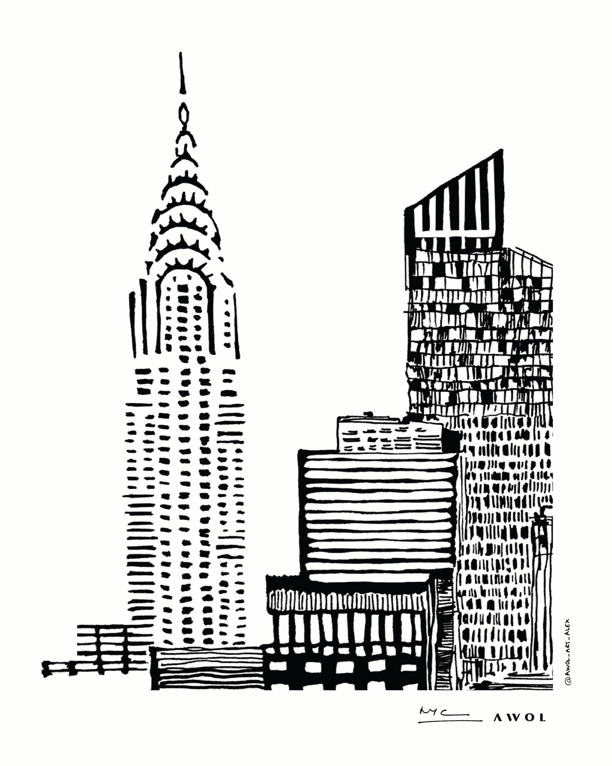 New York City Skyline With Skyscraper Buildings