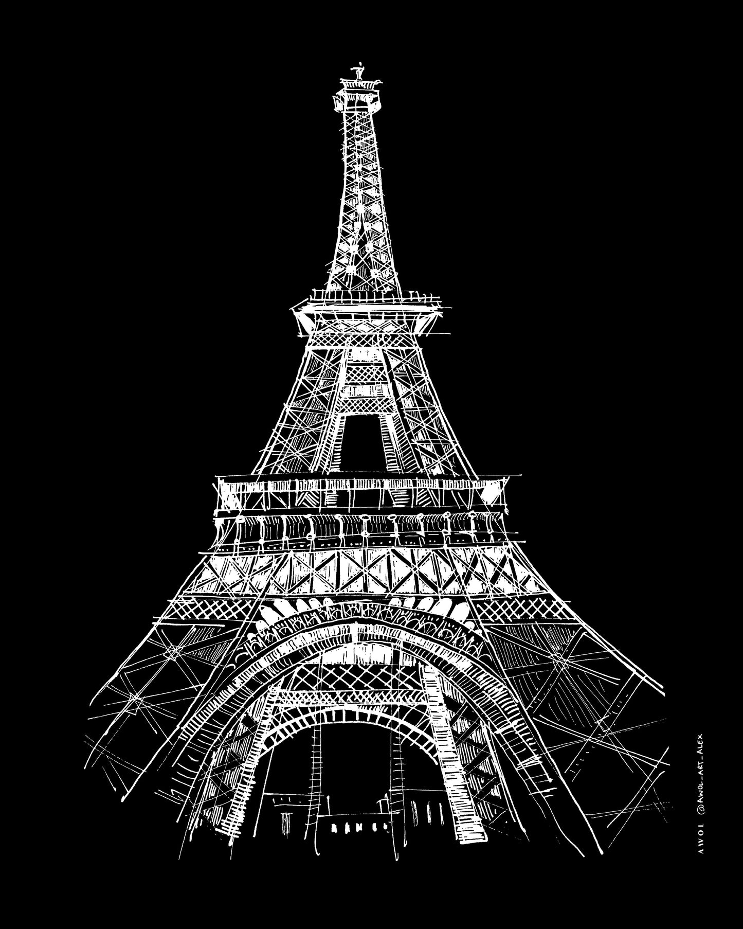 Eiffel Tower Architectural Drawing