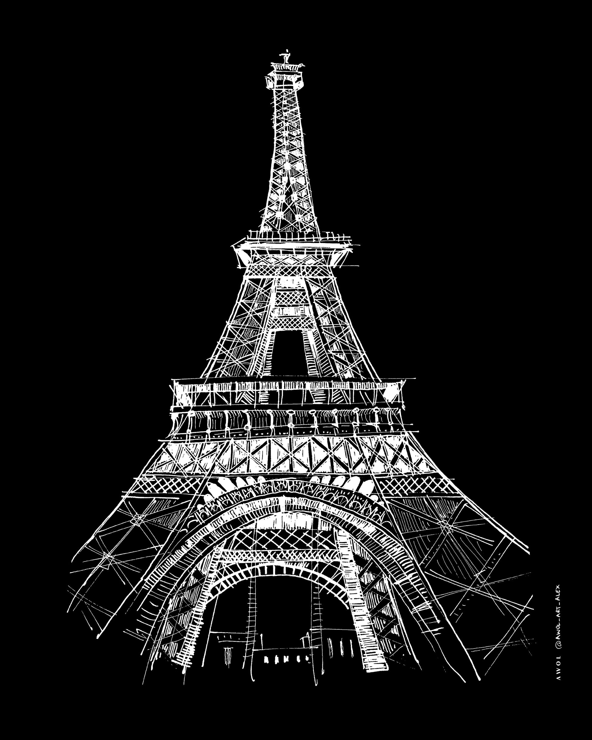 Eiffel Tower Architectural Drawing
