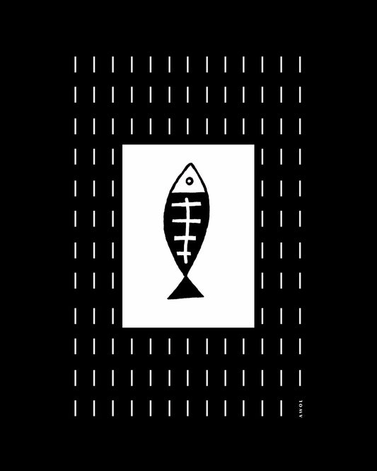 Minimalist Fish Swimming In Abstract Rain