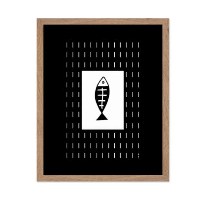 Minimalist Fish Swimming In Abstract Rain
