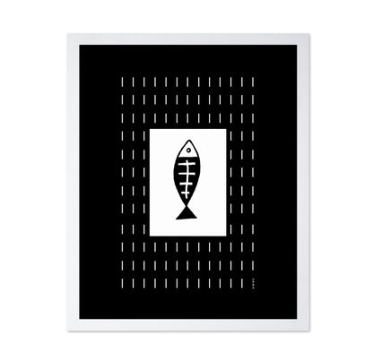 Minimalist Fish Swimming In Abstract Rain