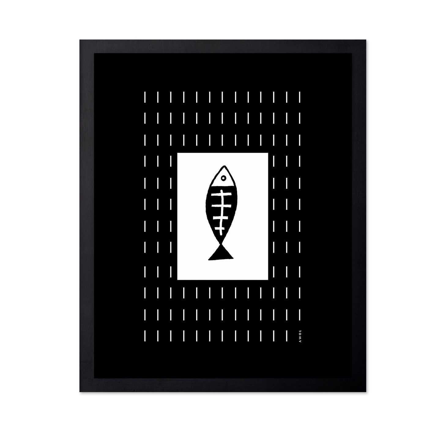 Minimalist Fish Swimming In Abstract Rain