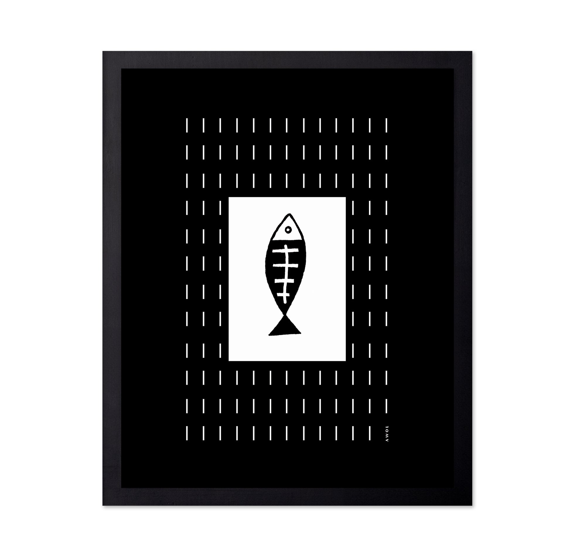 Minimalist Fish Swimming In Abstract Rain