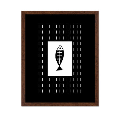 Minimalist Fish Swimming In Abstract Rain