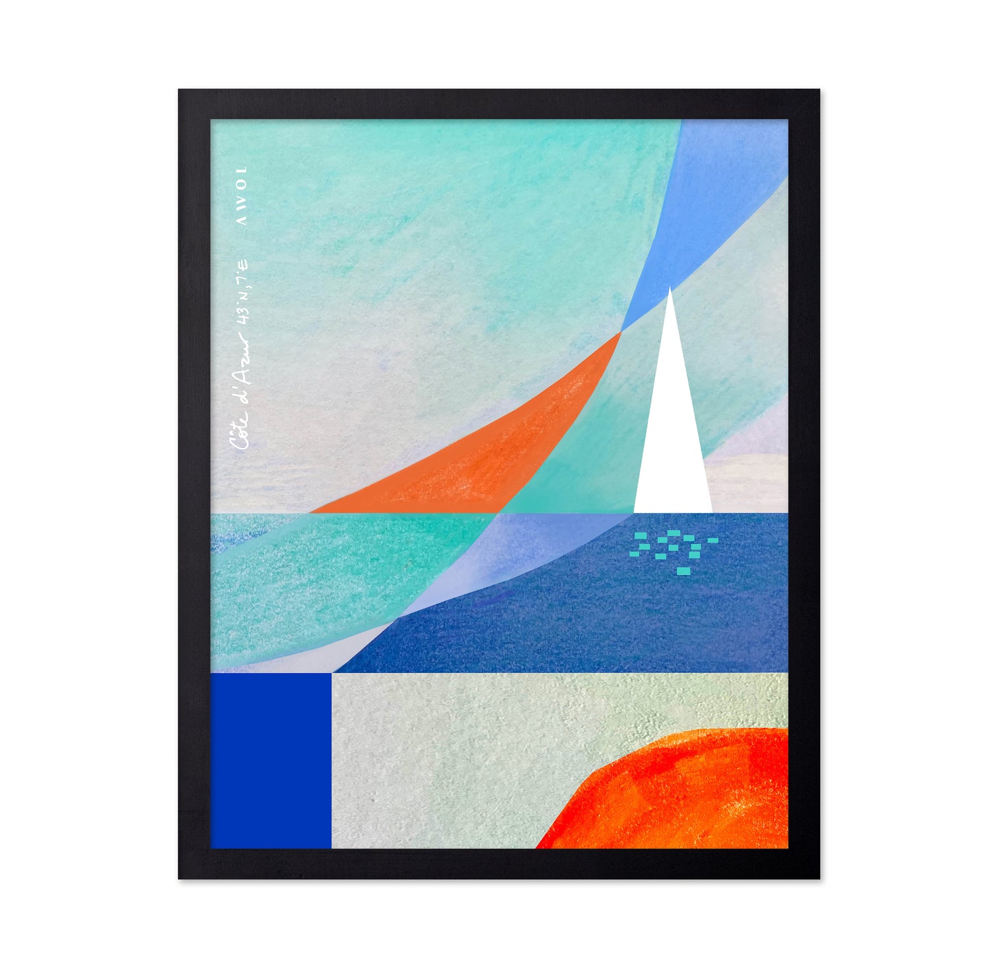 Abstract Seascape With White Sailboat