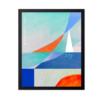 Abstract Seascape With White Sailboat