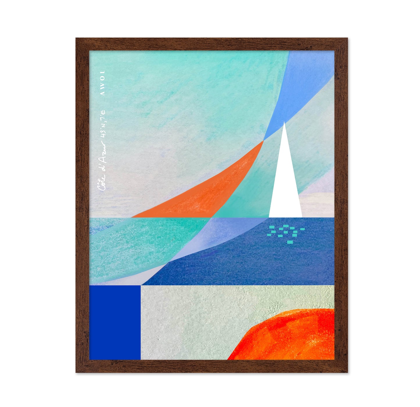 Abstract Seascape With White Sailboat