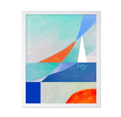 Abstract Seascape With White Sailboat