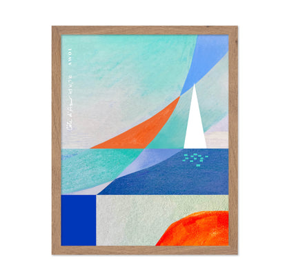 Abstract Seascape With White Sailboat