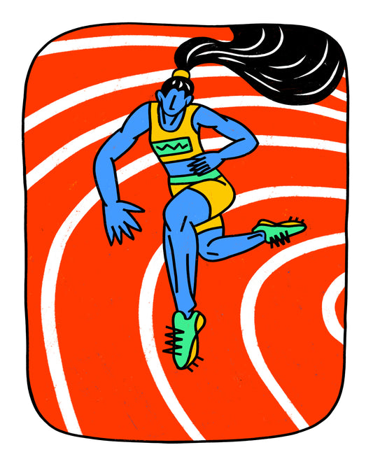 Athletic Girl Running on Track Field