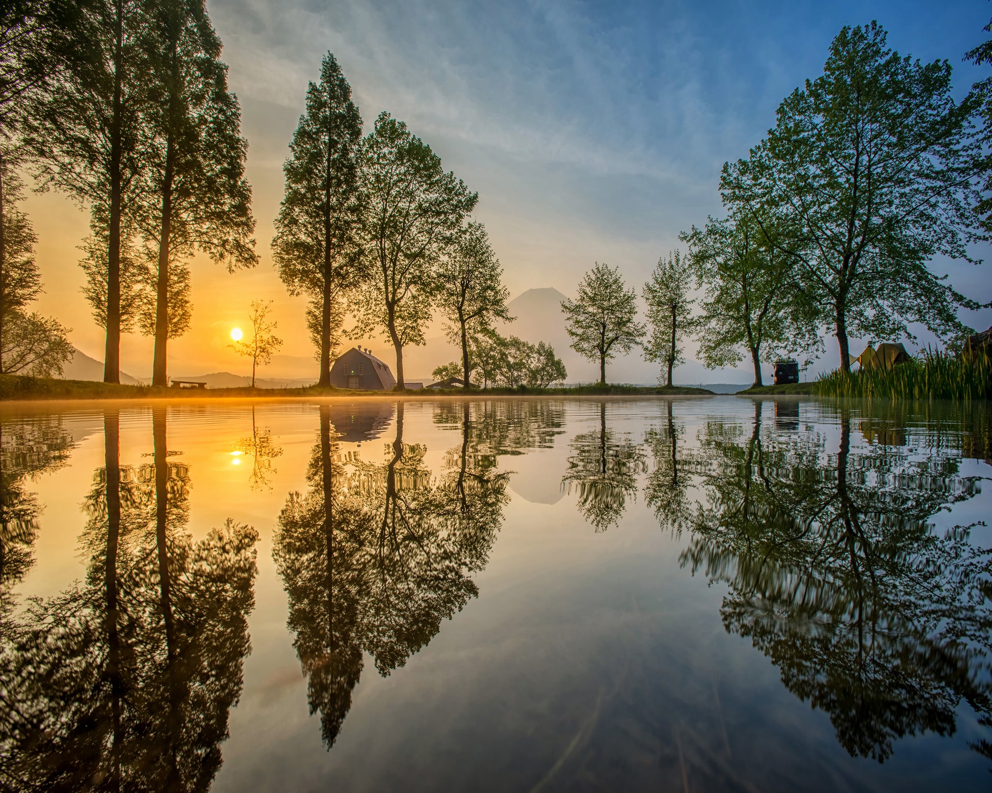 Mount Fuji Reflected In Lake