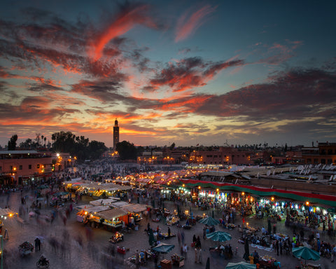 Sunset Over Jemaa Le Fnaa Square In Marrakech