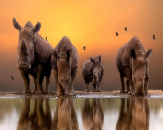 Rhinos By The Water
