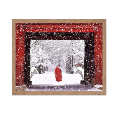 Monk In Snowy Day