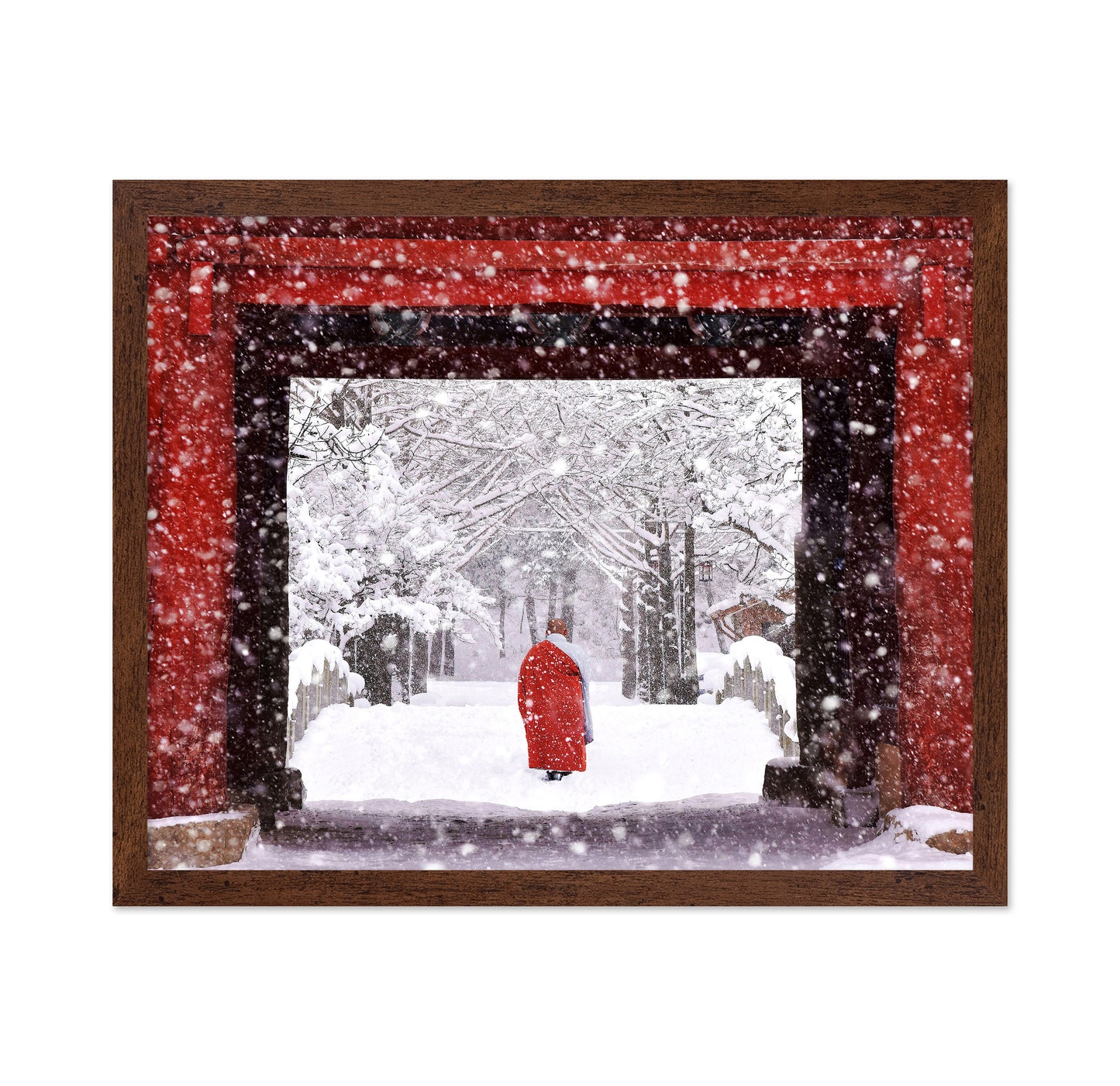 Monk In Snowy Day