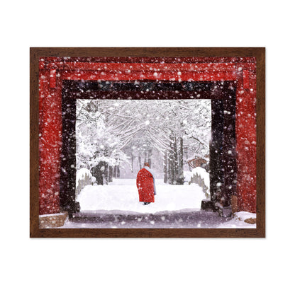 Monk In Snowy Day