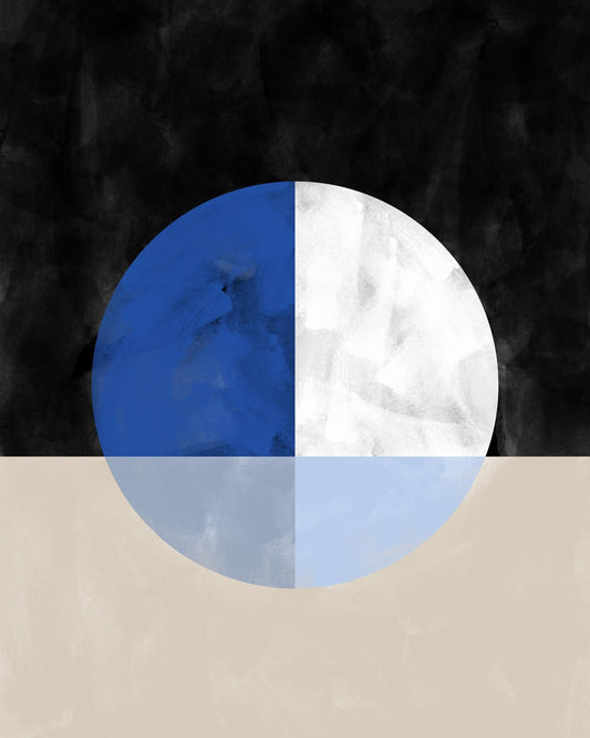 Isected Circle With Blue And White Quadrants