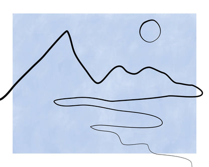 Line Sketch Of Mountains And Sun