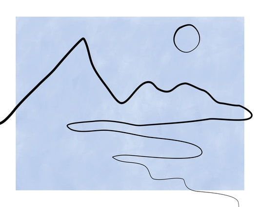 Line Sketch Of Mountains And Sun