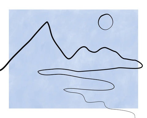 Line Sketch Of Mountains And Sun