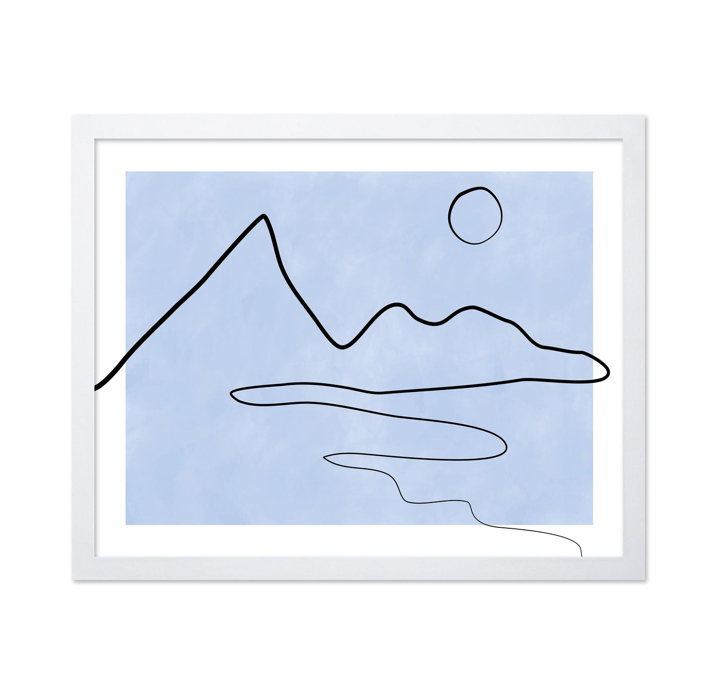Line Sketch Of Mountains And Sun