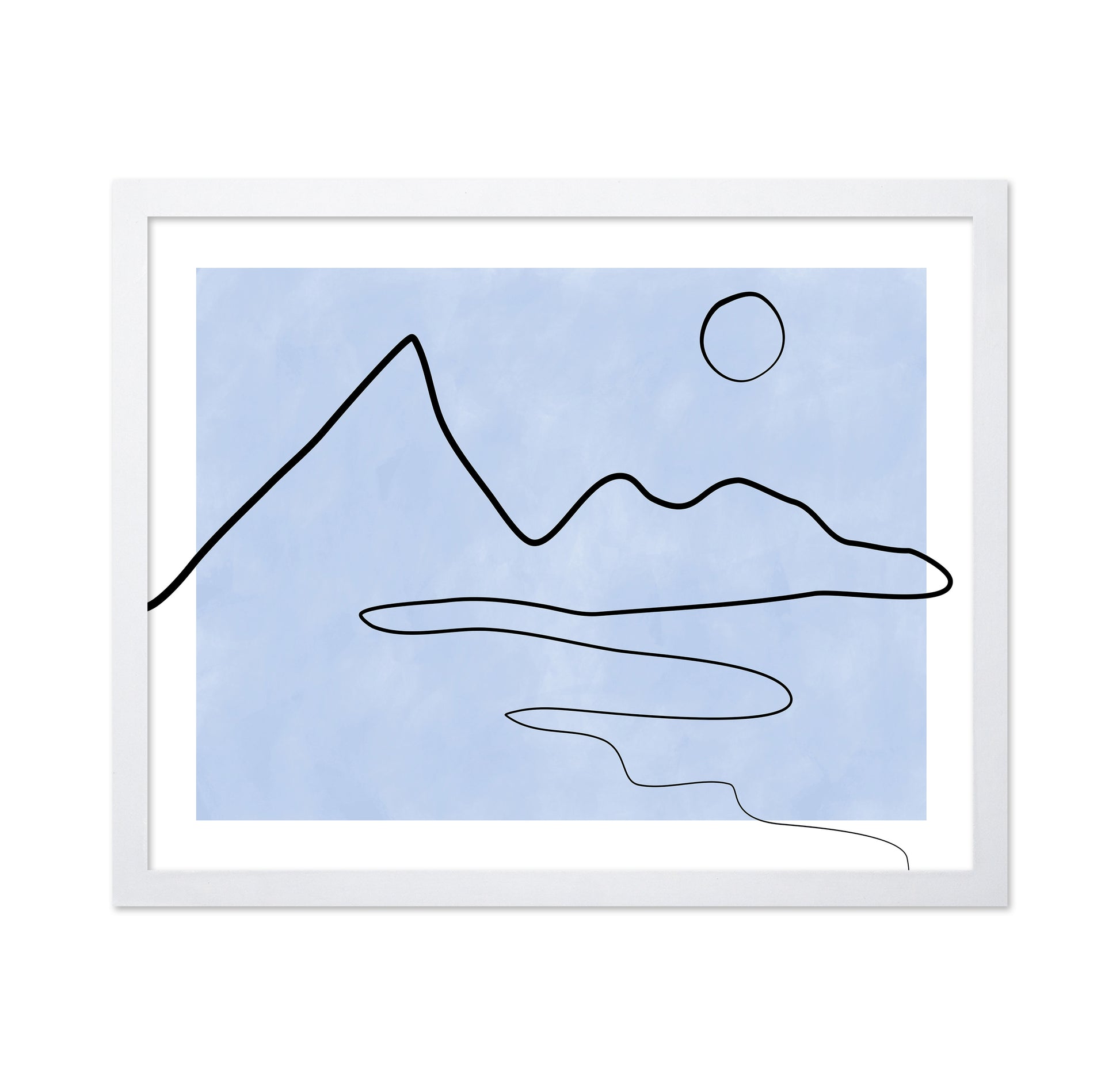 Line Sketch Of Mountains And Sun