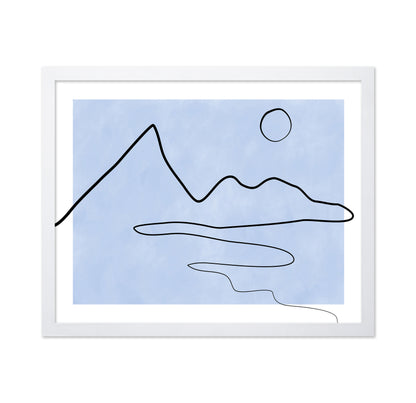 Line Sketch Of Mountains And Sun