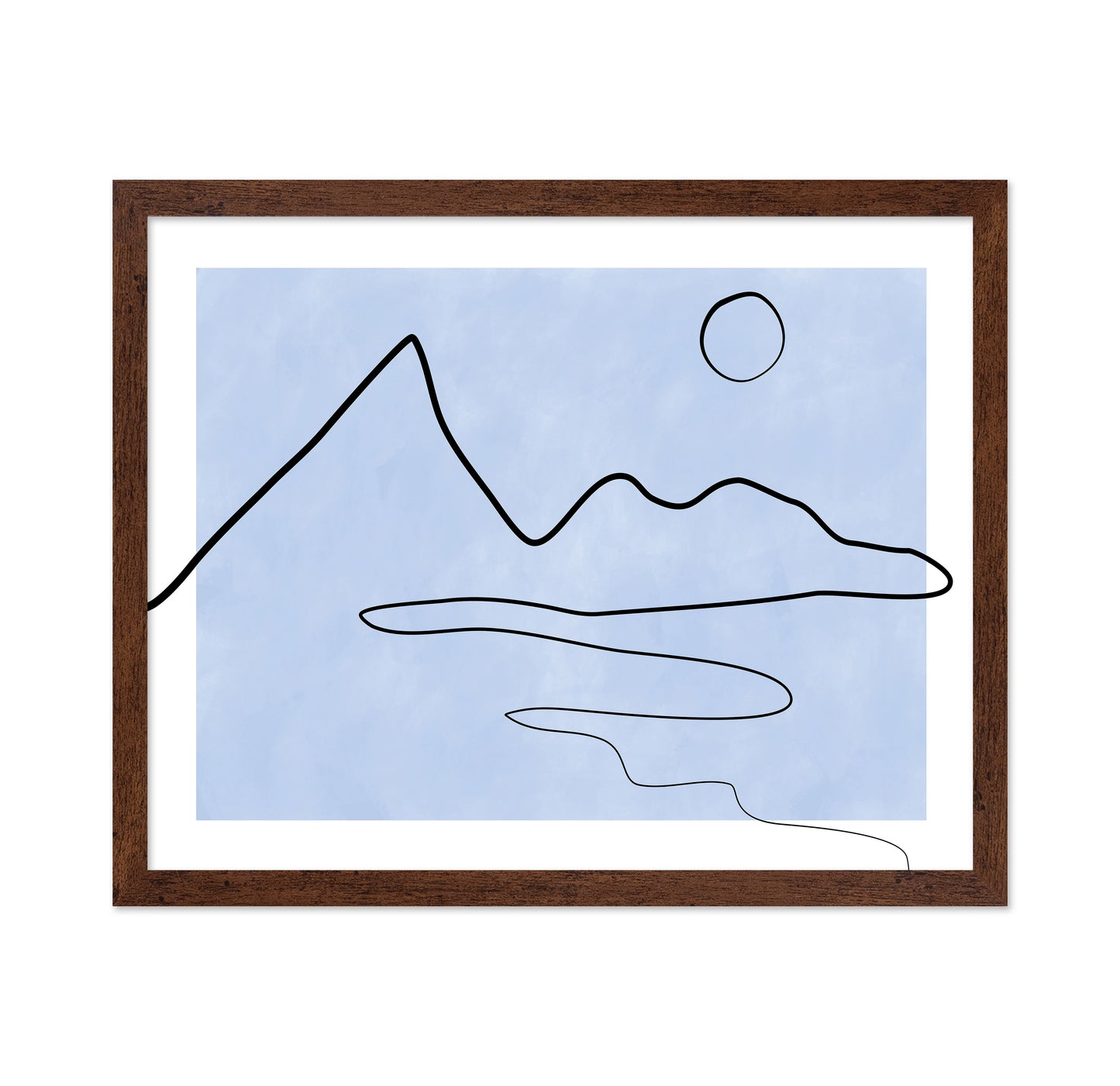 Line Sketch Of Mountains And Sun