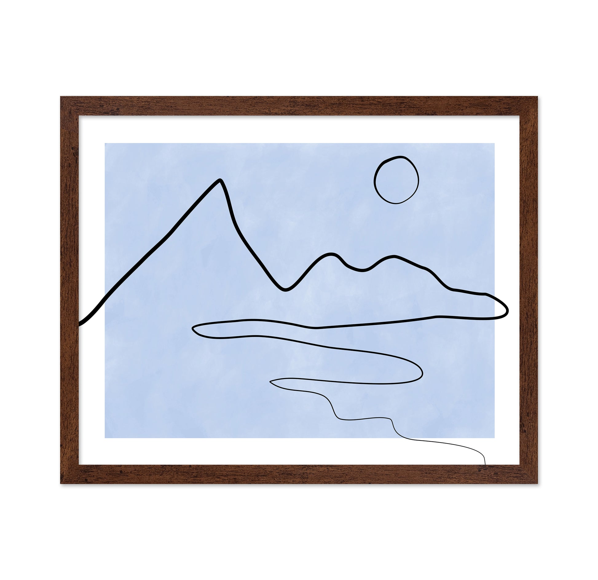 Line Sketch Of Mountains And Sun