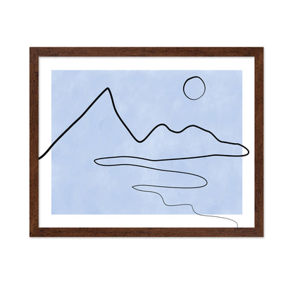 Line Sketch Of Mountains And Sun