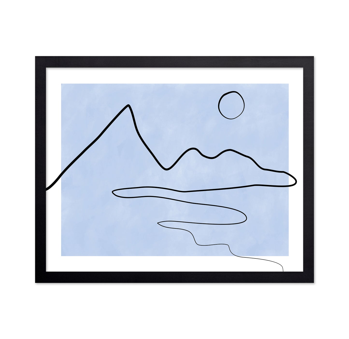 Line Sketch Of Mountains And Sun