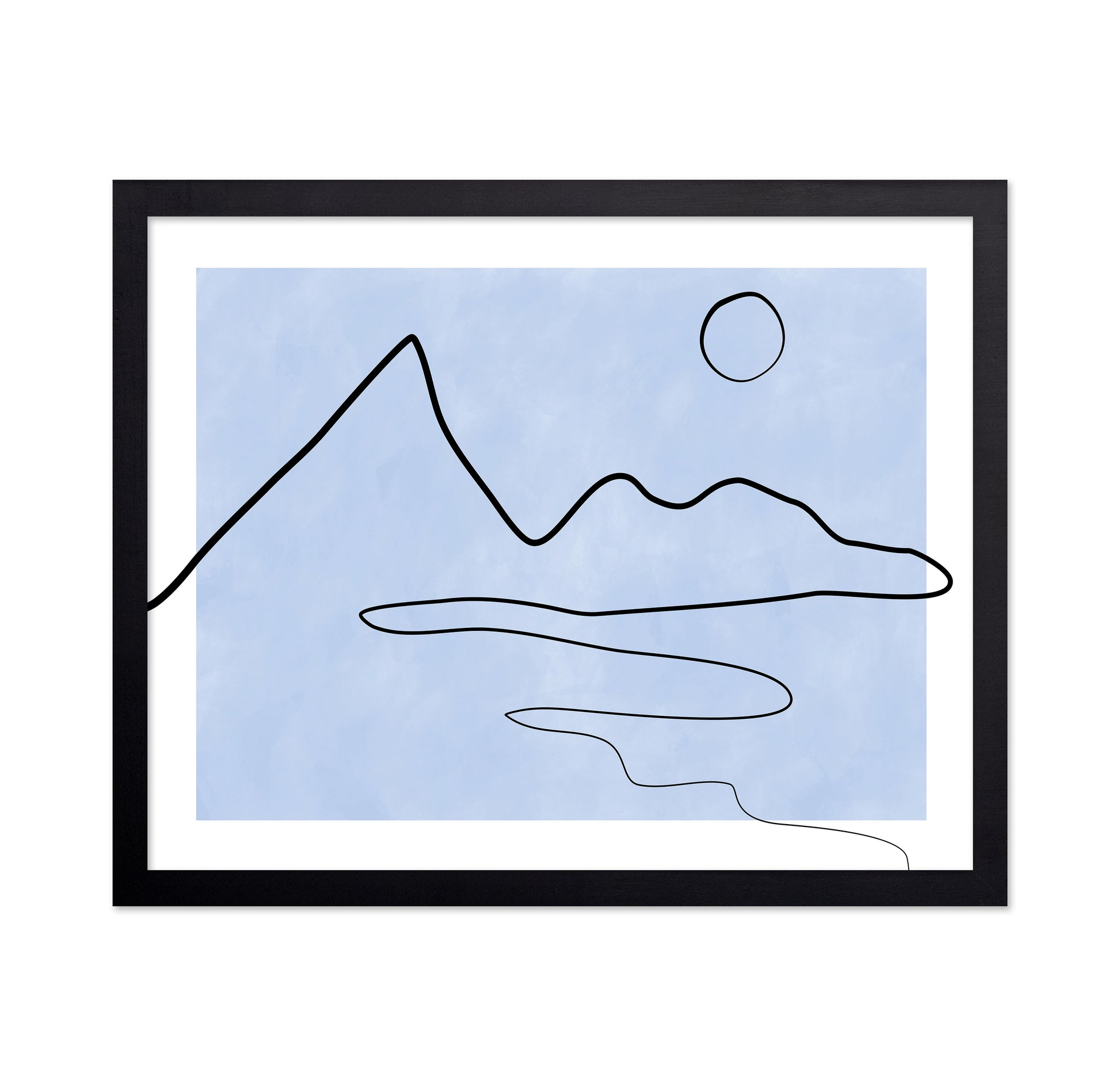 Line Sketch Of Mountains And Sun