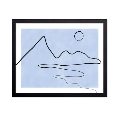 Line Sketch Of Mountains And Sun