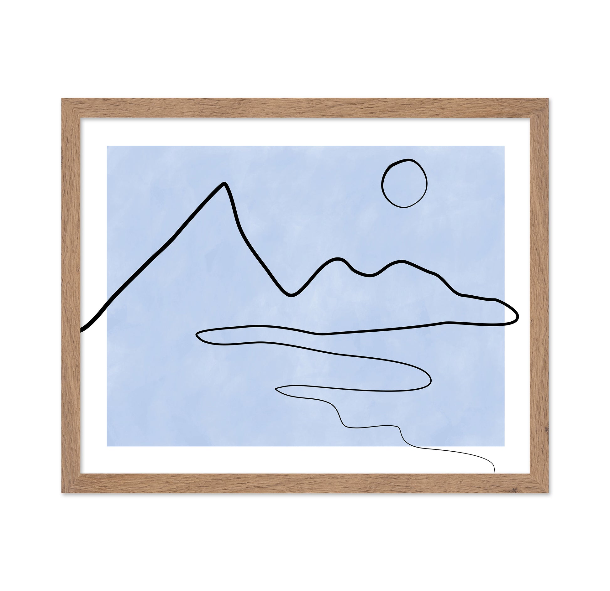 Line Sketch Of Mountains And Sun