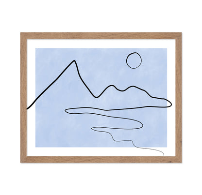 Line Sketch Of Mountains And Sun