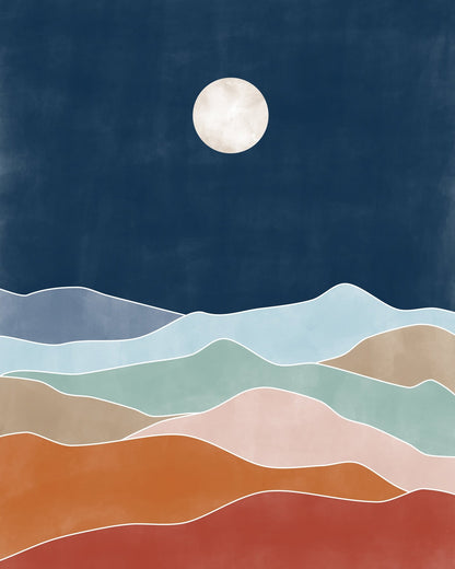 Moonlit Hill Scape