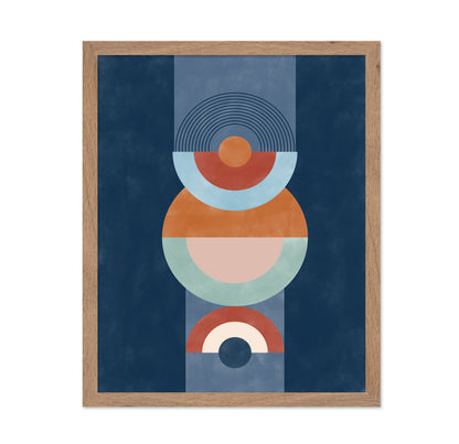 Concentric Circles And Semi-Circles In Blue