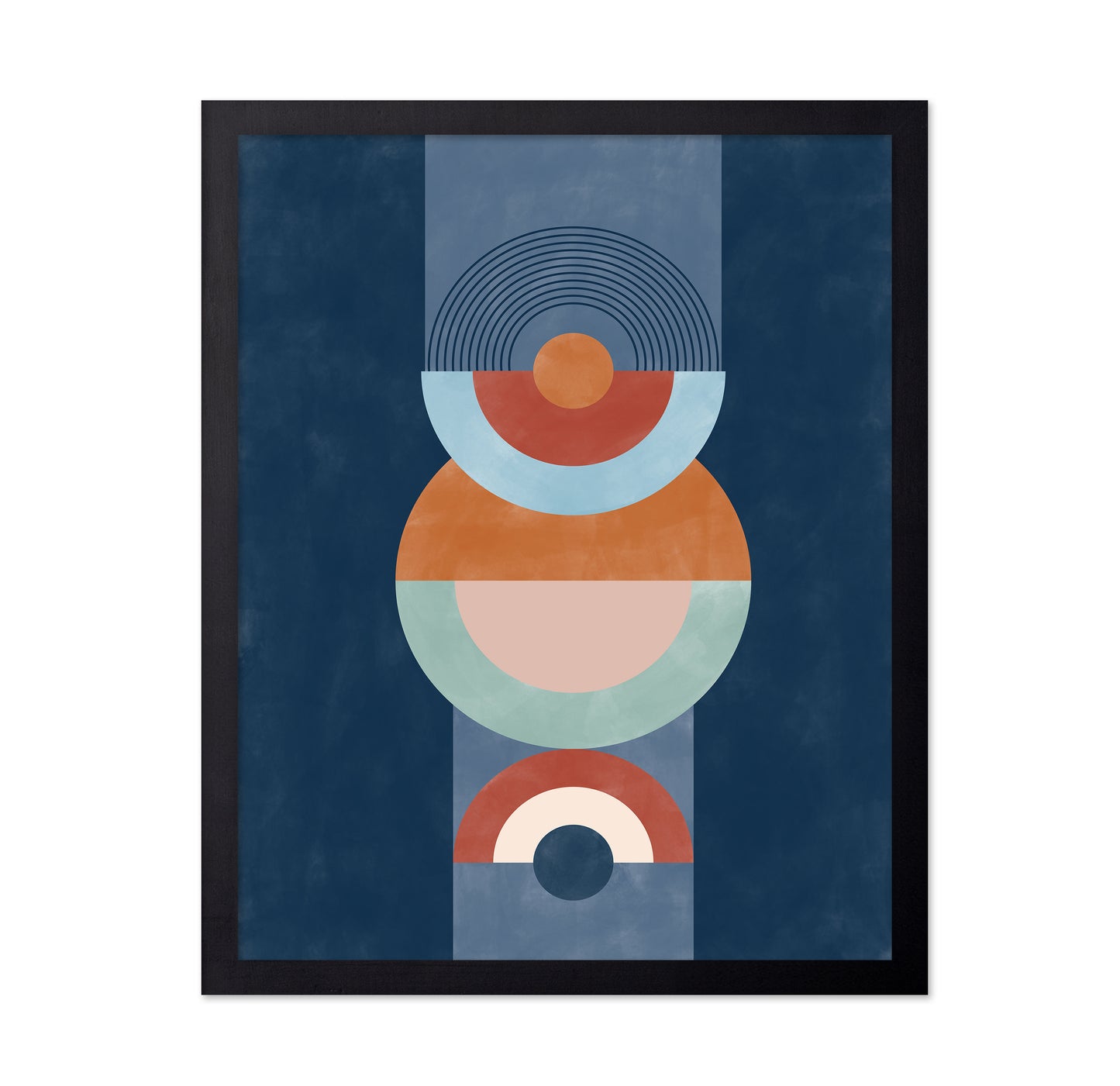Concentric Circles And Semi-Circles In Blue