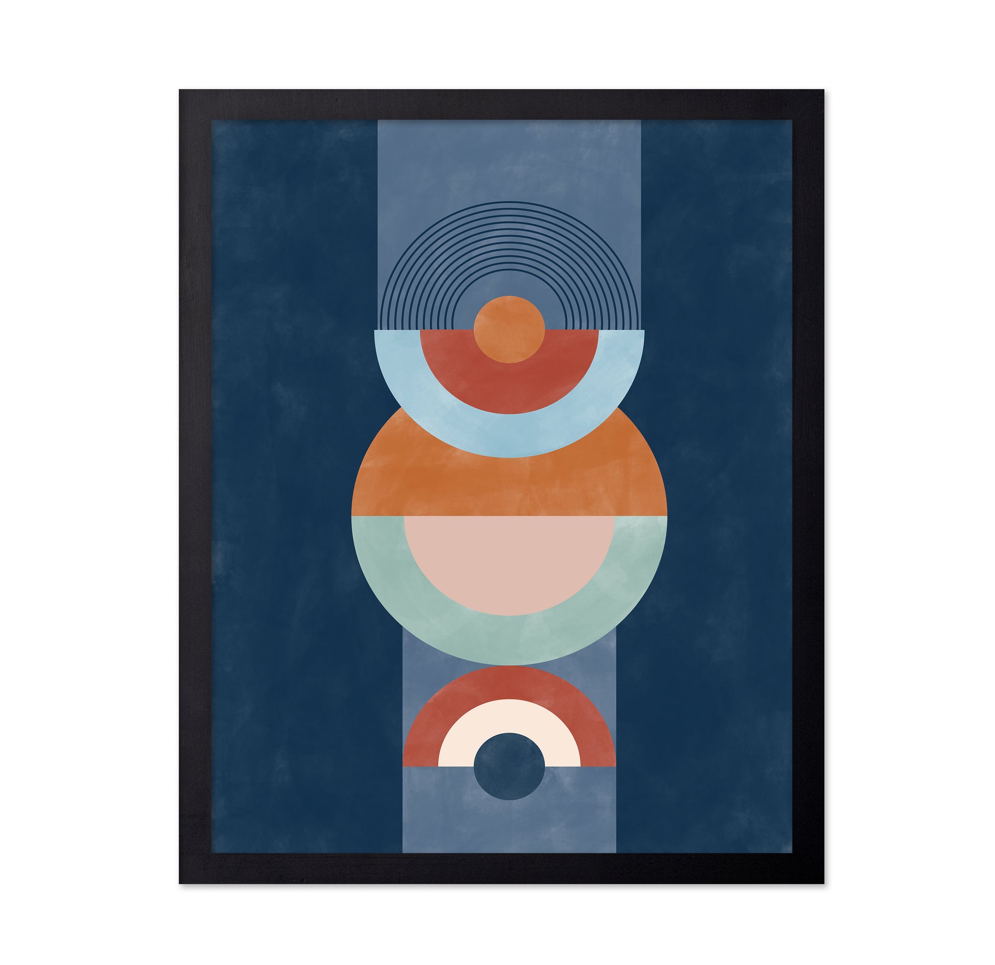 Concentric Circles And Semi-Circles In Blue