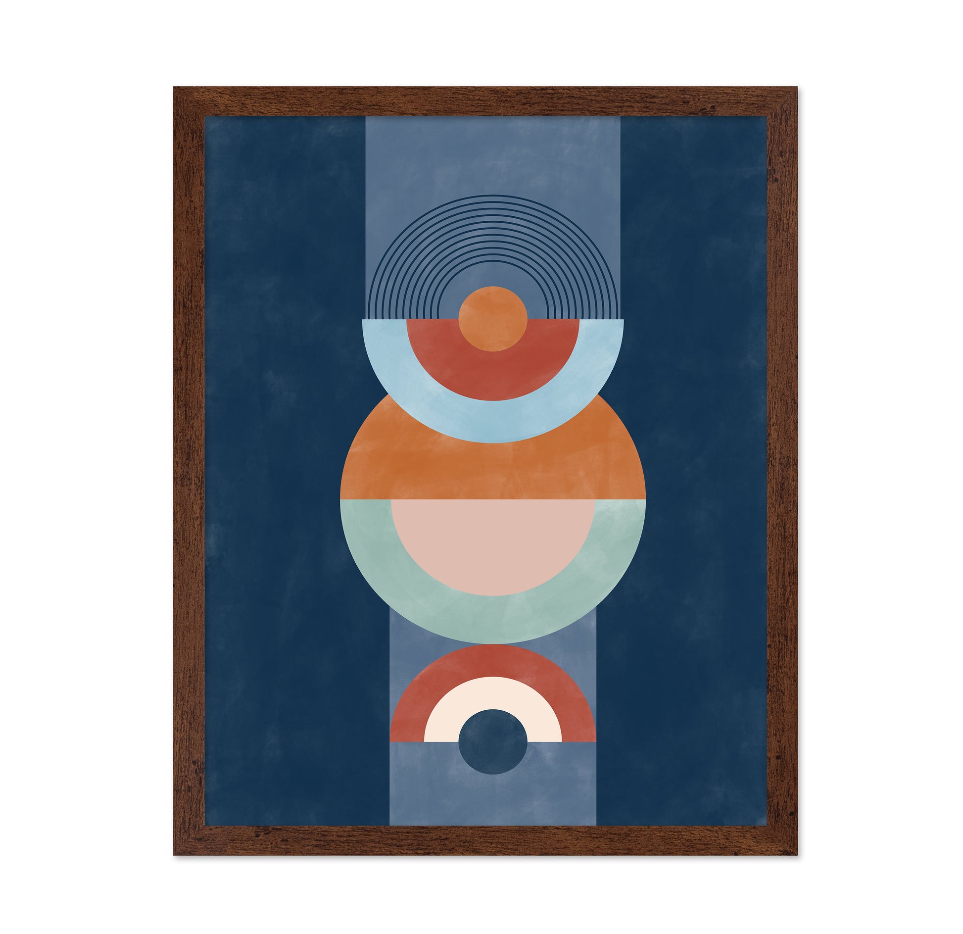 Concentric Circles And Semi-Circles In Blue