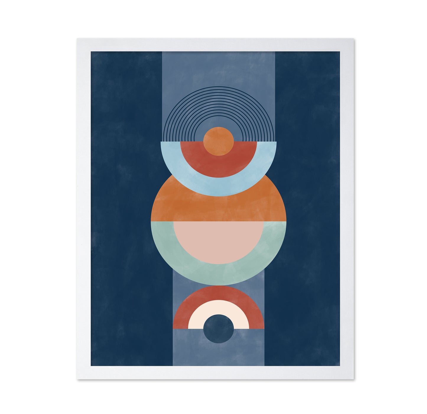 Concentric Circles And Semi-Circles In Blue