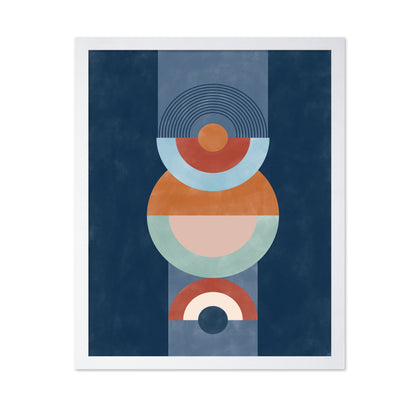 Concentric Circles And Semi-Circles In Blue